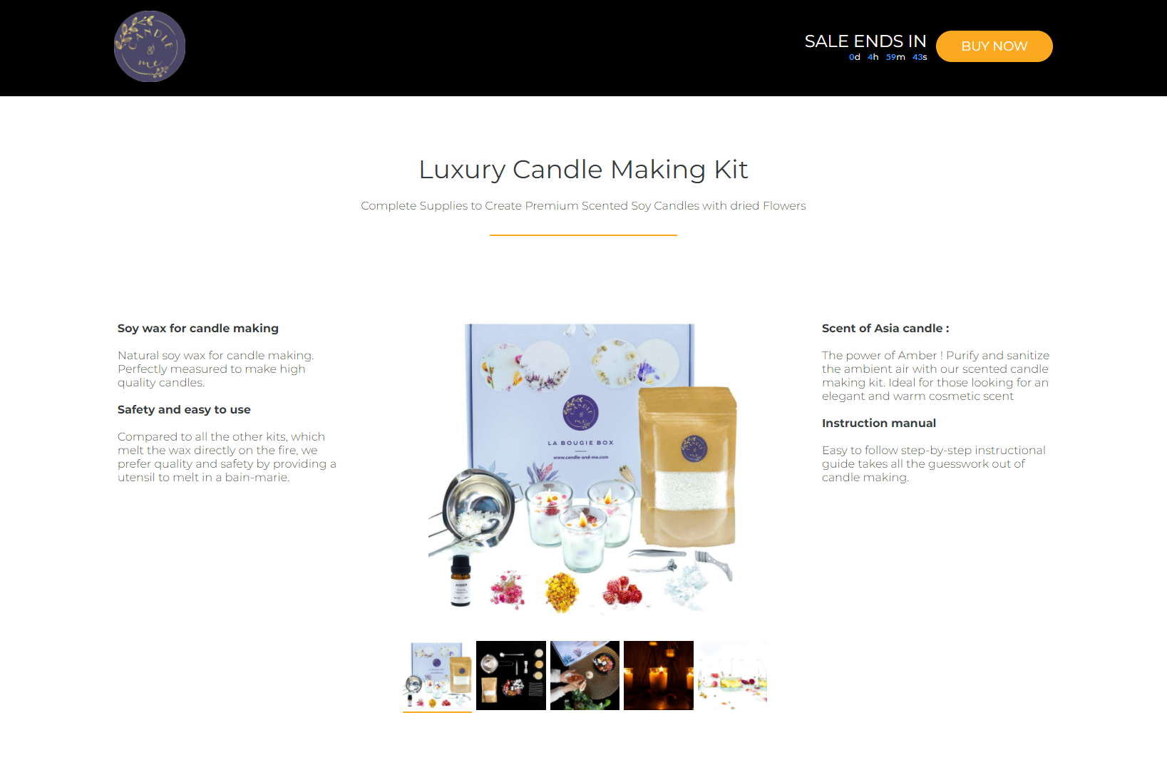 Landing Page Candle and Me